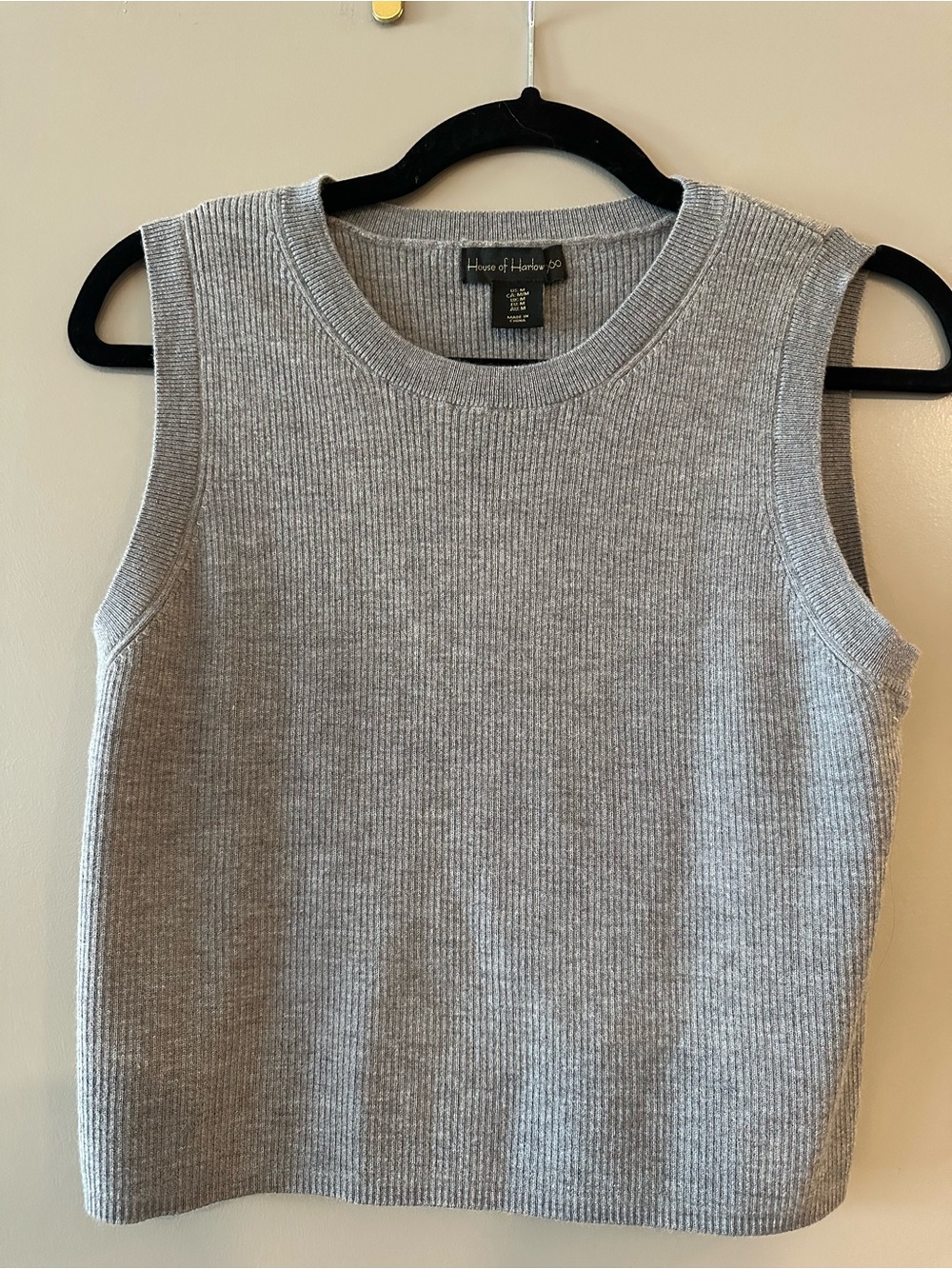 House of Harlow 1960 Gray Ribbed Cropped Sweater Tank Vest Size M